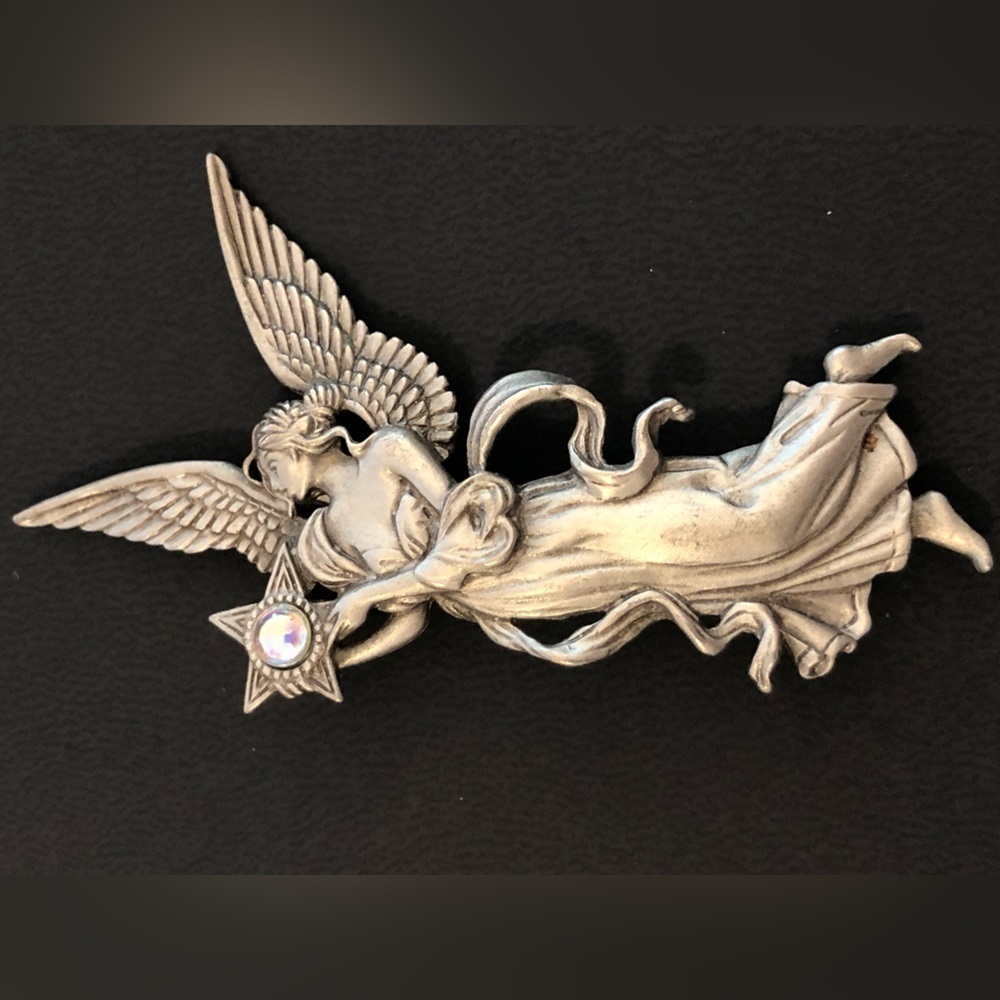 Vintage Silver Tone Brooch signed JJ